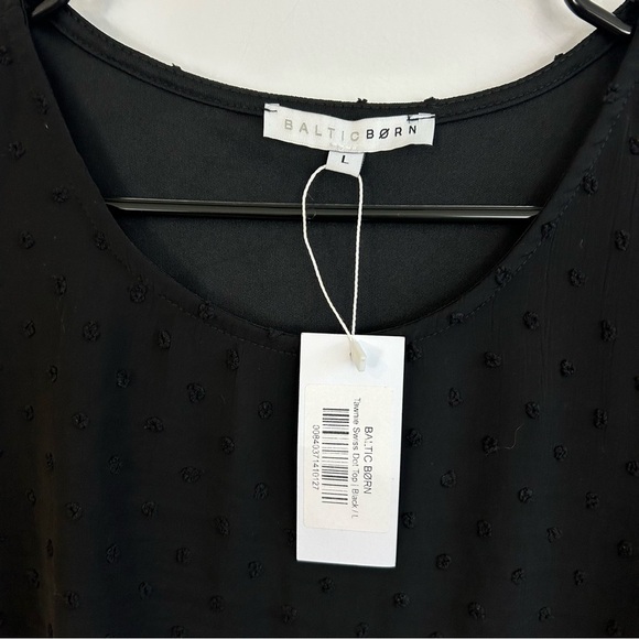 NWT Baltic Born Tawnie Swiss Dot Black Short Puff Sleeve Top Size Large - Picture 7 of 13